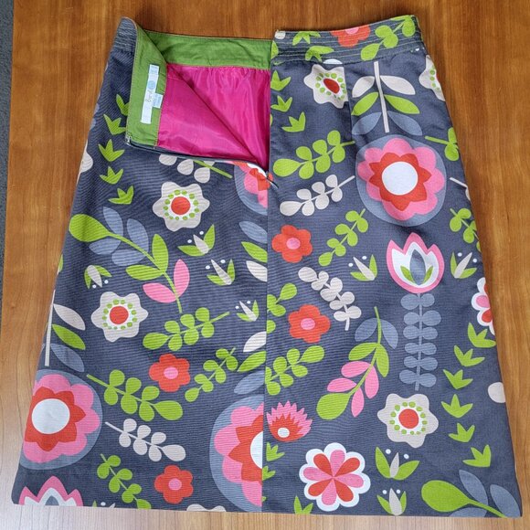 Boden Lined Cotton Floral A-Line Skirt - 6L - Picture 6 of 10
